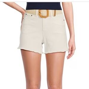 A Loves A White High rise frayed belted shorts